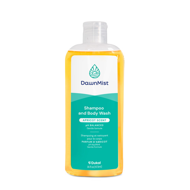 Dukal DawnMist Shampoo and Body Wash – 16 oz Bottle, Gentle pH Balanced Formula, Fresh Apricot Scent