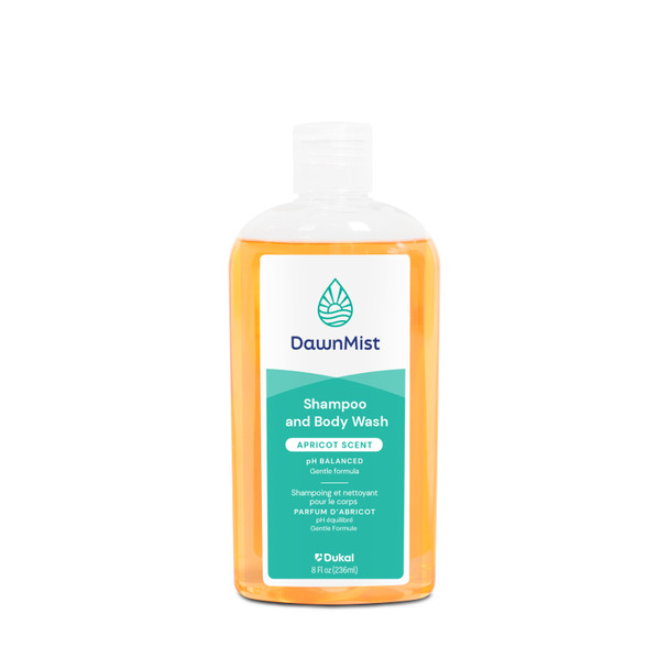 Dukal DawnMist Shampoo and Body Wash – 8 oz Bottle, Gentle pH Balanced Formula, Fresh Apricot Scent