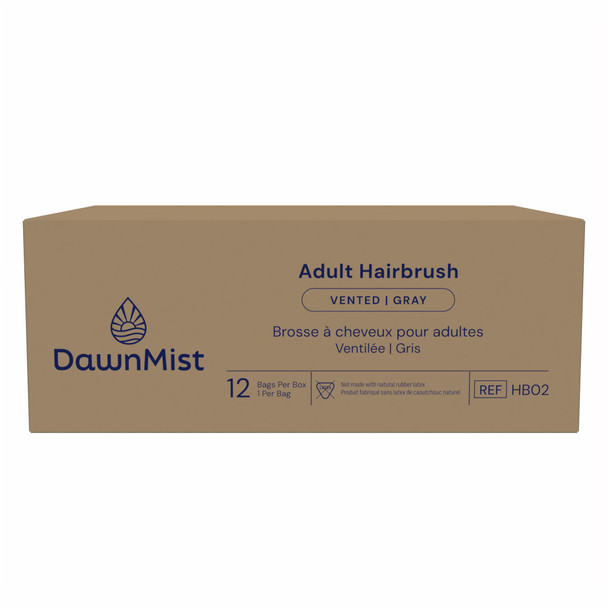 Dukal DawnMist Hair Brush – 7 in Vented Design, Rounded Plastic Bristles, Gray, 1/BG, 12 BG/BX, 24 BX/CS