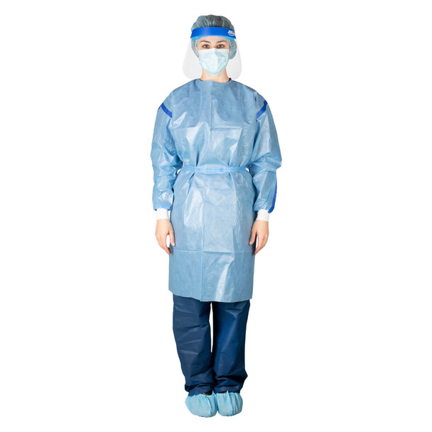 Dukal Poly – Coated Chemotherapy Gown – Medium Size – Blue – Poly – Coated SMS Material – ASTM F739