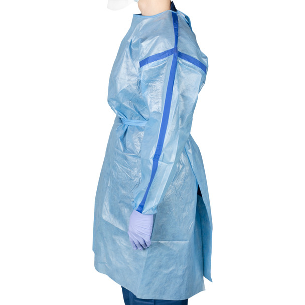 Dukal Poly – Coated Chemotherapy Gown – Medium Size – Blue – Poly – Coated SMS Material – ASTM F739