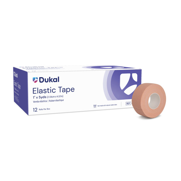 Dukal Elastic Tape – 1 in X 5 Yd, Strong Adhesive, Flexible Stretch, 12 Rolls/box – brand_name Dukal