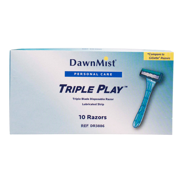 Dukal Triple Play Razor – Microedge Blades, Lubricated Strip, Pivot Head, Teak Color, 10/BX, 50 BX/CS