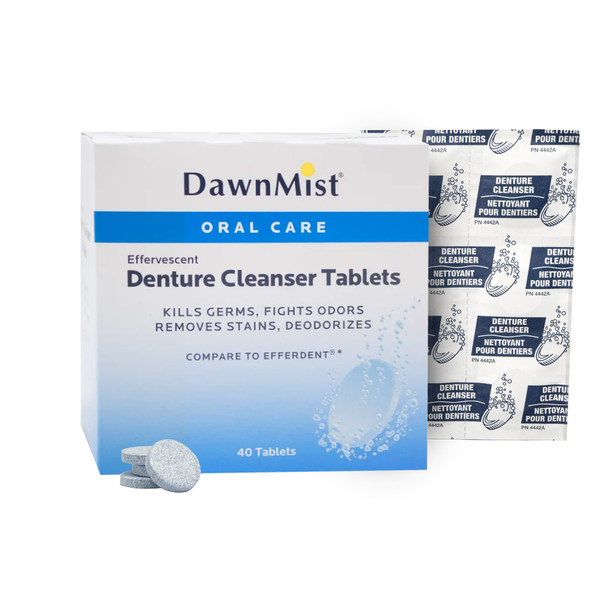 Dukal Denture Tablets – Antibacterial Formula, 40/bx, 24 Bx/cs – brand_name DawnMist – sterile No