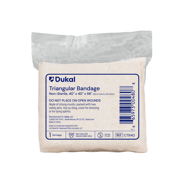 Dukal Triangular Bandage – 40 X 40 X 56 in, Natural Cotton Muslin, Includes 2 Safety Pins – brand_name Dukal