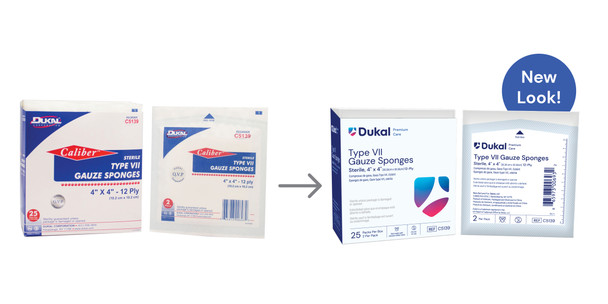 Dukal Premium Care Sterile Type VII Gauze Sponges – 4 x 4 in, 12-Ply, 2/PK, 25 PK/BX, 24 BX/CS