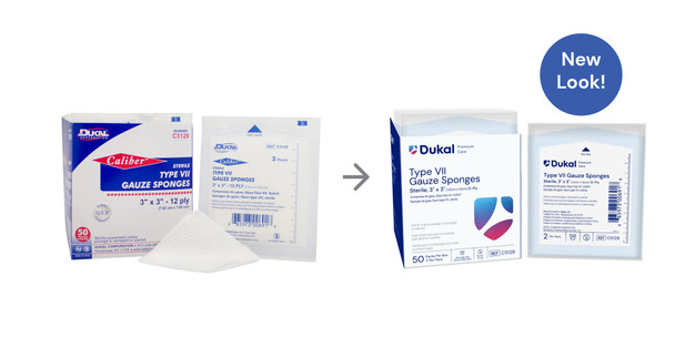 Dukal Premium Care Sterile Type VII Gauze Sponges – 3 x 3 in, 12-Ply, 2/PK, 50 PK/BX, 24 BX/CS