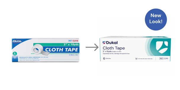 Dukal Cloth Tape – 2 in x 10 yd, Durable Gentle Adhesive, Bilateral Tearing, 6/BX, 12 BX/CS Packaging