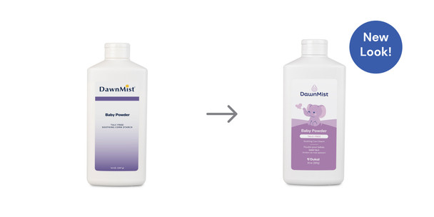 Dukal Baby Powder – Talc – Free Formula, 14 oz Bottle, 12/cs Packaging – brand_name DawnMist