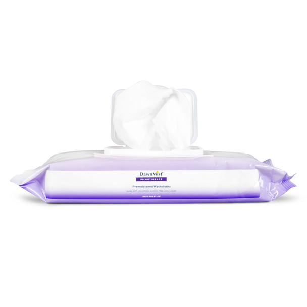 Dukal DawnMist Pre-Moistened Washcloths – Soft Pack with Flip Top Lid, Scented, 8 x 12 in, 50/PK, 12 PK/CS