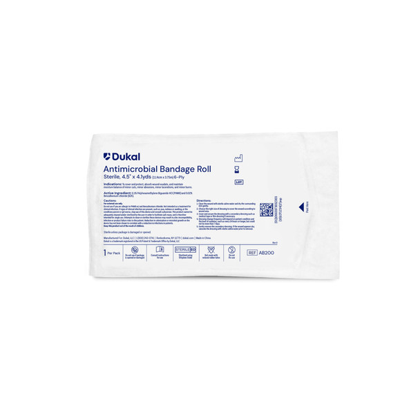 Dukal Antimicrobial Bandage Roll – 6 Ply, 4 in X 4.1 Yd, Treated Cotton, Sterile – brand_name Dukal