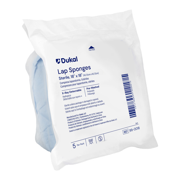 Dukal Laparotomy Sponges – Sterile, X – Ray Detectable, 18 X 18 in, 5/pk, 40 Pk/cs – brand_name Dukal