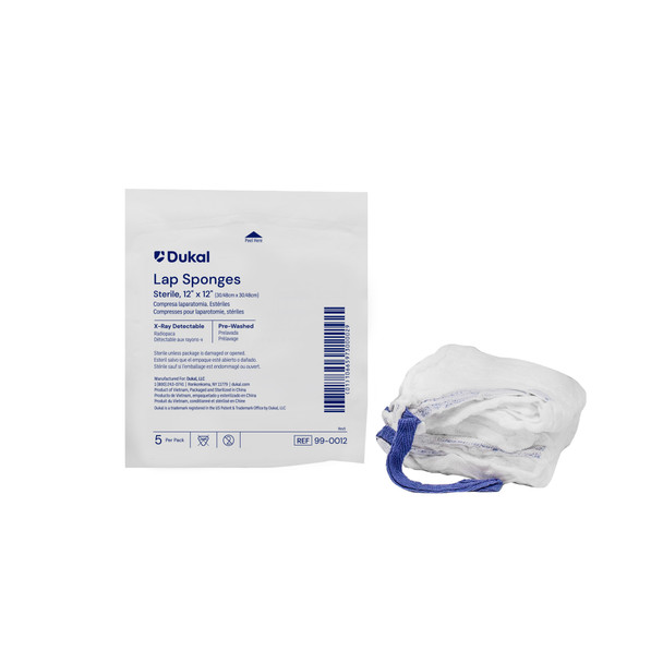 Dukal Laparotomy Sponges – Sterile, X – Ray Detectable, 12 X 12 in, 5/pk, 40 Pk/cs – brand_name Dukal