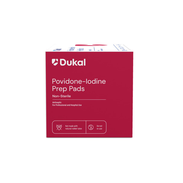Dukal Povidone-Iodine Prep Pads – Medium Size, 1.34 x 2.36 in, 100/BX, 10BX/CS, Non-Sterile, 3.8 lb