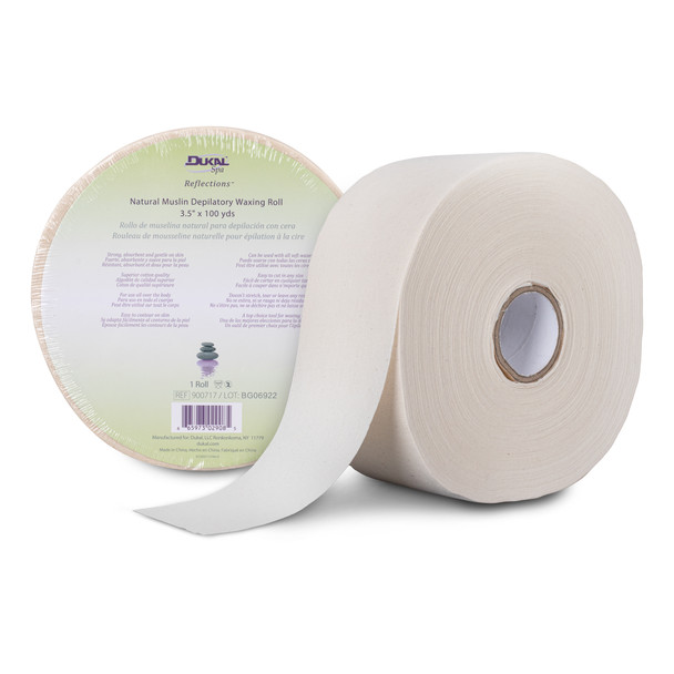 Dukal Waxing Roll Natural Muslin Depilatory Roll – 3.5 in x 100 yds, Maximum Absorption, Will Not Tear