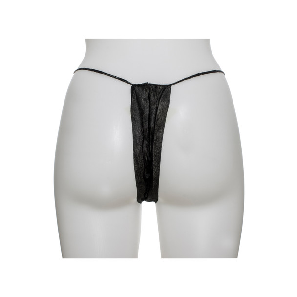 Dukal Thong Panty – Black, Disposable, Soft Polypropylene, Individually Wrapped, 11.55 lb Case