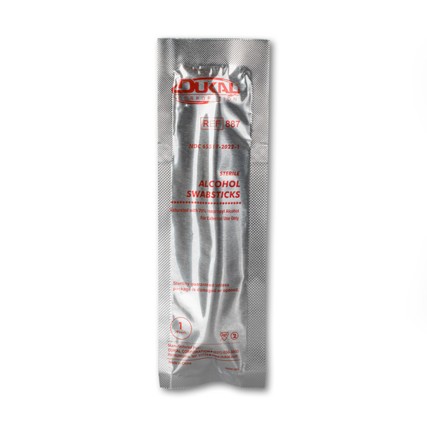 Dukal Alcohol Swabsticks – Sterile, 4 in, 70% Isopropyl Alcohol, 1000/Case, 12.35 lb, Individually Wrapped