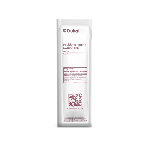 Dukal Povidone – Iodine Swabsticks – Sterile, 4 in, , Antiseptic Solution – 1000/case – brand_name Dukal