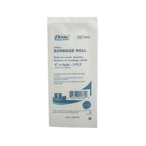 Dukal Everyday Care Sterile Bandage Roll – 3 – Ply Cotton, 6 in X 4 Yd, 1/pk, 48 Pk/cs – brand_name Dukal