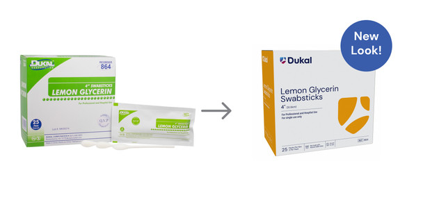 Dukal Lemon Glycerin Swabsticks – Pre-Moistened Oral Care Swabs, Non-Sterile, 3/PK, 25 PK/BX, 10 BX/CS