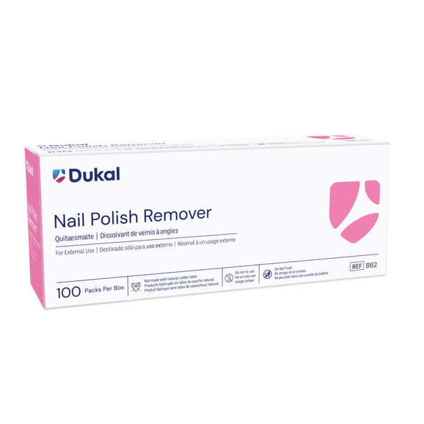 Dukal Nail Polish Remover Pads – 2 – Ply Non – Woven, Acetone Free, 1/pk, 100 Pk/bx, 10 Bx/cs