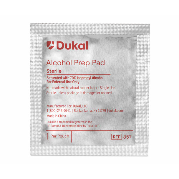 Dukal Alcohol Prep Pads – 2-Ply Non-Woven, Sterile, Medium, 1.18 x 2.36 in, White, 4000 per Case, 10.9 lb