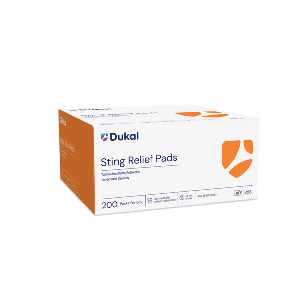 Dukal Sting Relief Pads – 2-Ply Medium, Temporary Pain and Itch Relief, 1/PK, 200 PK/BX, 20 BX/CS