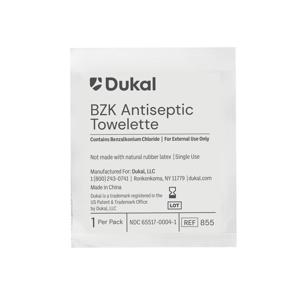 Dukal BZK Antiseptic Towelettes – 5 X 8 in, Non – Sterile, , 8.3 lb Weight – 1000/case – brand_name Dukal
