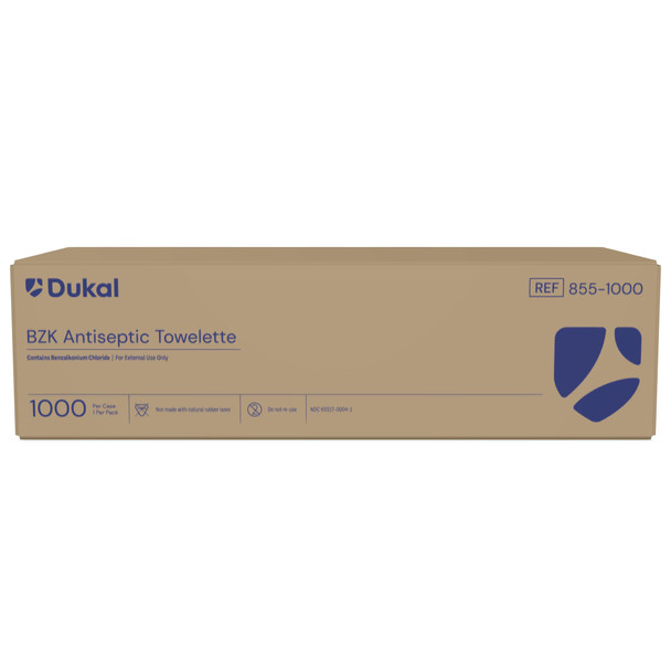 Dukal BZK Antiseptic Towelettes – 5 X 8 in, Non – Sterile, , 8.3 lb Weight – 1000/case – brand_name Dukal