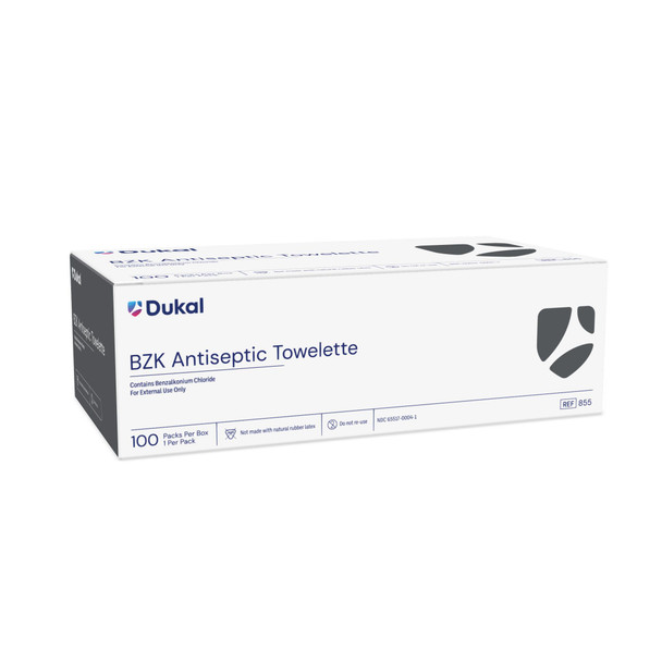 Dukal BZK Antiseptic Towelettes – 5 X 8 in, Non – Sterile, 100/bx, 20 Bx/cs Packaging – brand_name Dukal