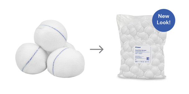 Dukal X-Ray Detectable Round Stick Sponges – 1.5 in Size, Non-Sterile, 100/BG, 5 BG/CS Packaging, 3.65 lb