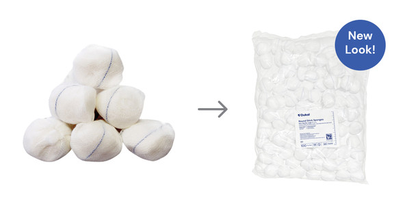 Dukal X-Ray Detectable Round Stick Sponges – 100% Cotton Gauze, 1 in Size, 100/BG, 5 BG/CS Packaging