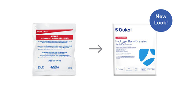 Dukal Sterile Hydrogel Burn Dressing – 8 x 8 in, Soothing Gel, Non-Adherent, 1/PK, 50 PK/CS