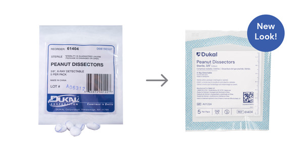 Dukal Sterile X-Ray Detectable Peanut Dissectors – 3/8 in, 100% Cotton Gauze, 5/PK, 40 PK/CS