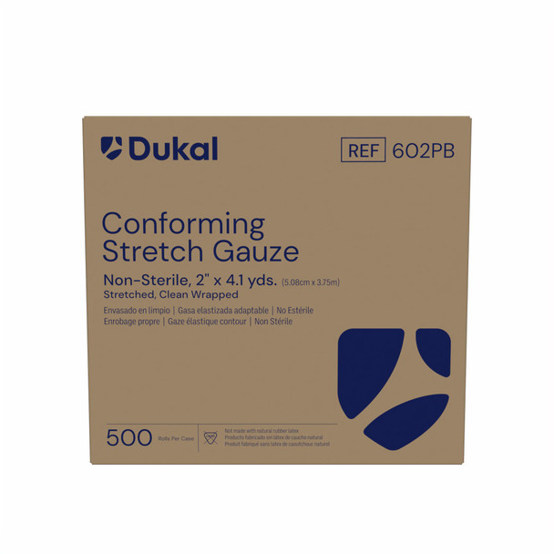 Dukal Conforming Stretch Gauze Bandage – 2 in x 4 yd, Non-Sterile, Rayon/Poly Blend, 500/Case, 7.25 lb