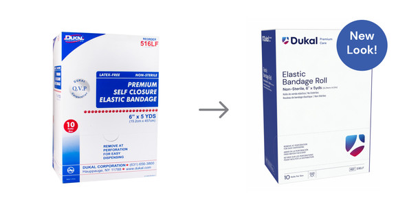 Dukal Premium Care Elastic Bandage with Self-Closure – 6 in x 5 yd, Hook and Loop Closure, 10/BX