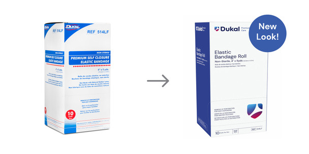 Dukal Premium Care Elastic Bandage with Self-Closure – 4 in x 5 yd, Hook and Loop Ends, 10/BX, 5 BX/CS