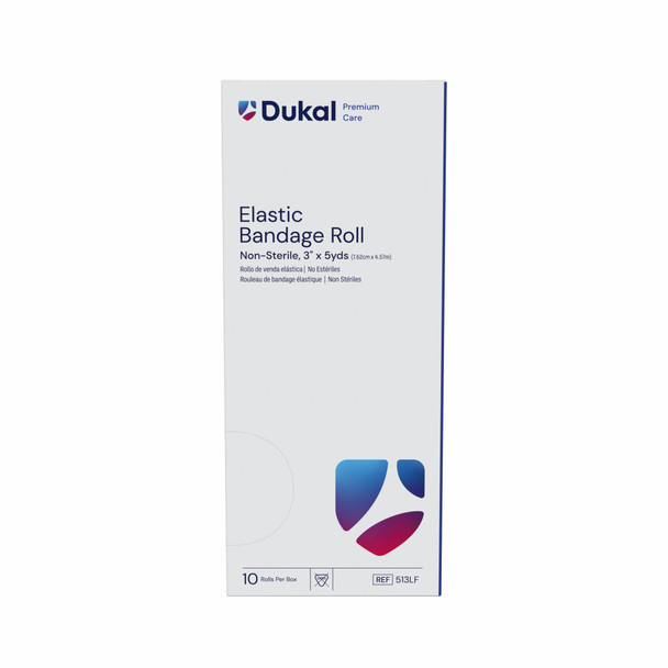 Dukal Premium Care Elastic Bandage with Self-Closure – 3 in x 5 yd, Hook and Loop Ends, 10/BX