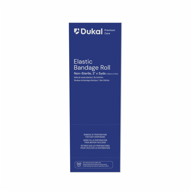 Dukal Premium Care Elastic Bandage with Self-Closure – 3 in x 5 yd, Hook and Loop Ends, 10/BX