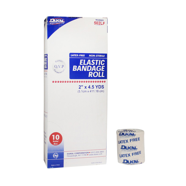 Dukal Elastic Bandage Roll – 2 in Width, 4.5 yd Length, Non-Sterile, 1/PK, 12/BX, 36 BX/CS