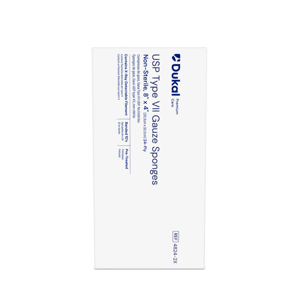 Dukal Premium Care X-Ray Detectable USP Type VII Gauze Sponges – 24-Ply, 8 x 4 in, Non-Sterile, 50/BG, 20