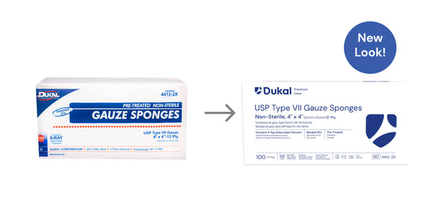 Dukal X-Ray Detectable USP Type VII Gauze Sponges – 12-Ply, 4 x 4 in, Non-Sterile, 100/BG, 20 BG/CS