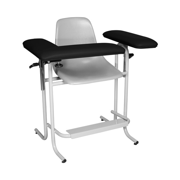 Dukal Blood Draw Chair – Tall Plastic Seat, Upholstered Flip Arm, Black, 300 lb Capacity – brand_name Tech-Med