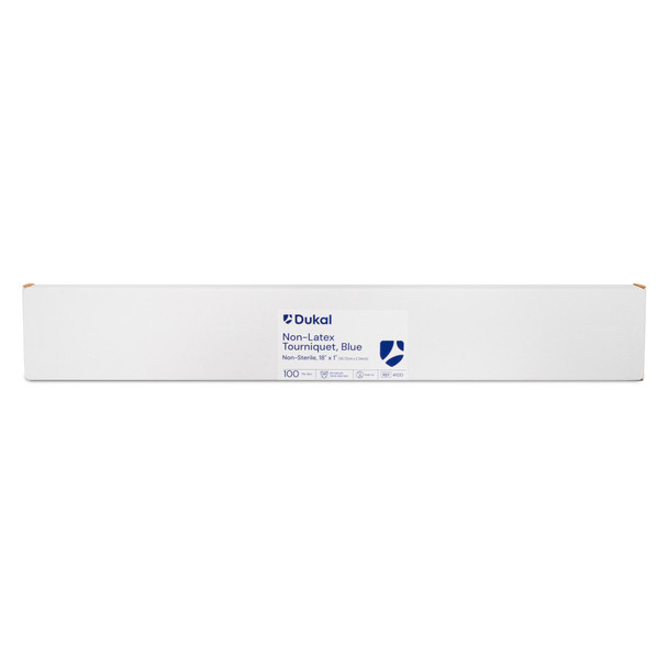 Dukal Tourniquet Flat Packaged – 18 x 1 in, Blue, Synthetic Polyisoprene, Non-Latex, 100/BX, 10BX/CS