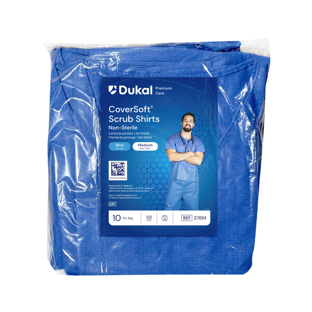 Dukal Coversoft Scrub Shirt – SMS Material, Medium, Blue, 10/bg, 5 Bg/cs – brand_name Dukal