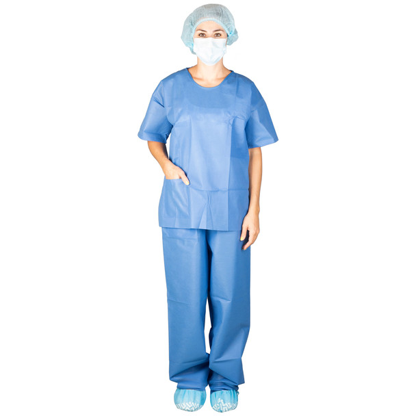 Dukal Coversoft Scrub Shirt – SMS Material, Extra Soft, Large, Blue, 10/bg, 5 Bg/cs – brand_name Dukal