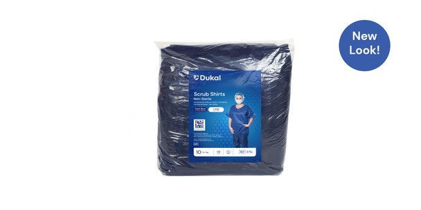 Dukal Scrub Disposable Scrub Shirt – Spunbond Polypropylene, Dark Blue, X-Large, 10/BG, 5 BG/CS