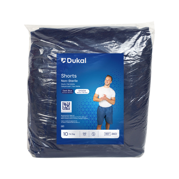 Dukal Disposable Shorts – Spunbond Polypropylene, Elastic Waist, Unisize, Dark Blue, 5.3 lb