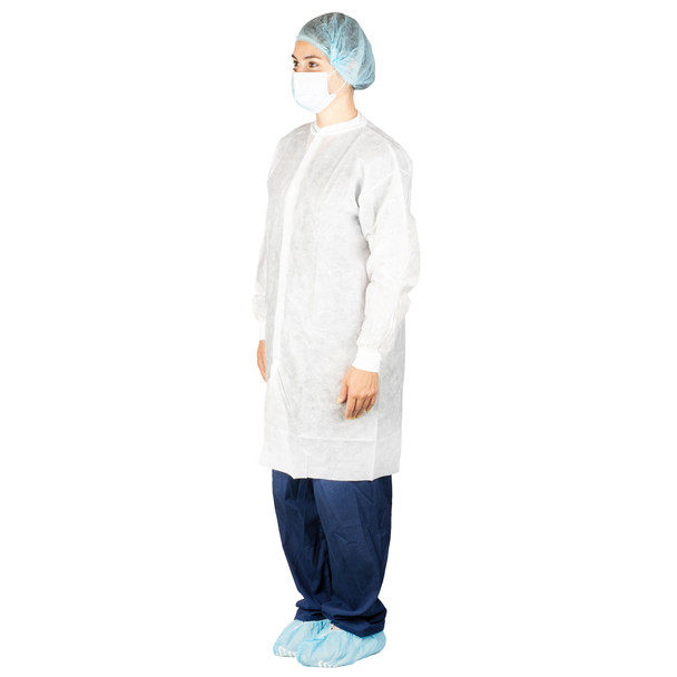 Dukal Lab Coat Without Pockets – Small Size, White Color, SMS Material, 9.35 lb Weight – brand_name Dukal