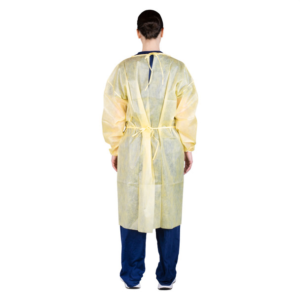 Dukal Multi-Layer Isolation Gown – Multi-Layer SMS Material, Elastic Cuffs, Universal Size, Yellow